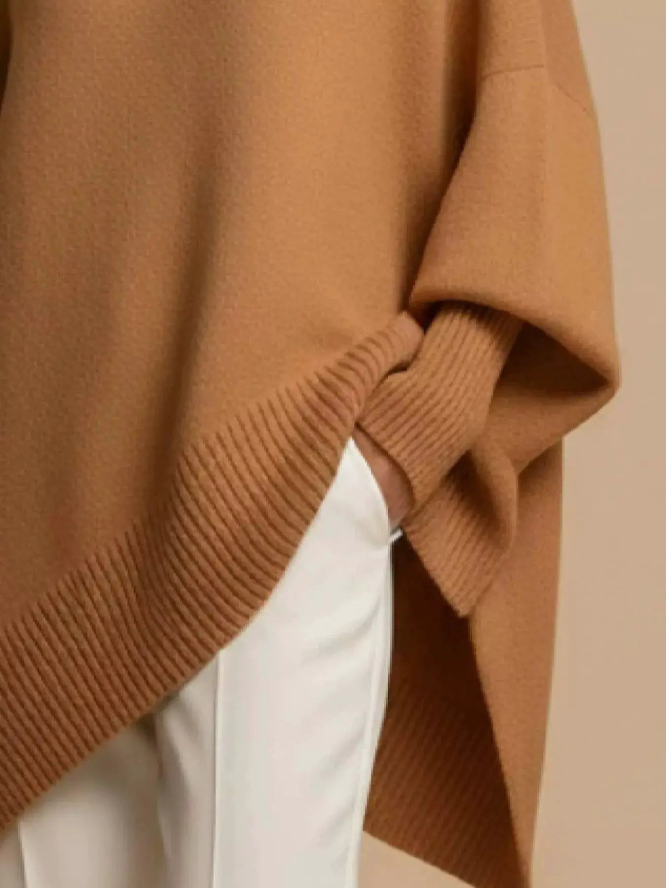 Oversized Batwing Sleeve Sweater by Trendsi