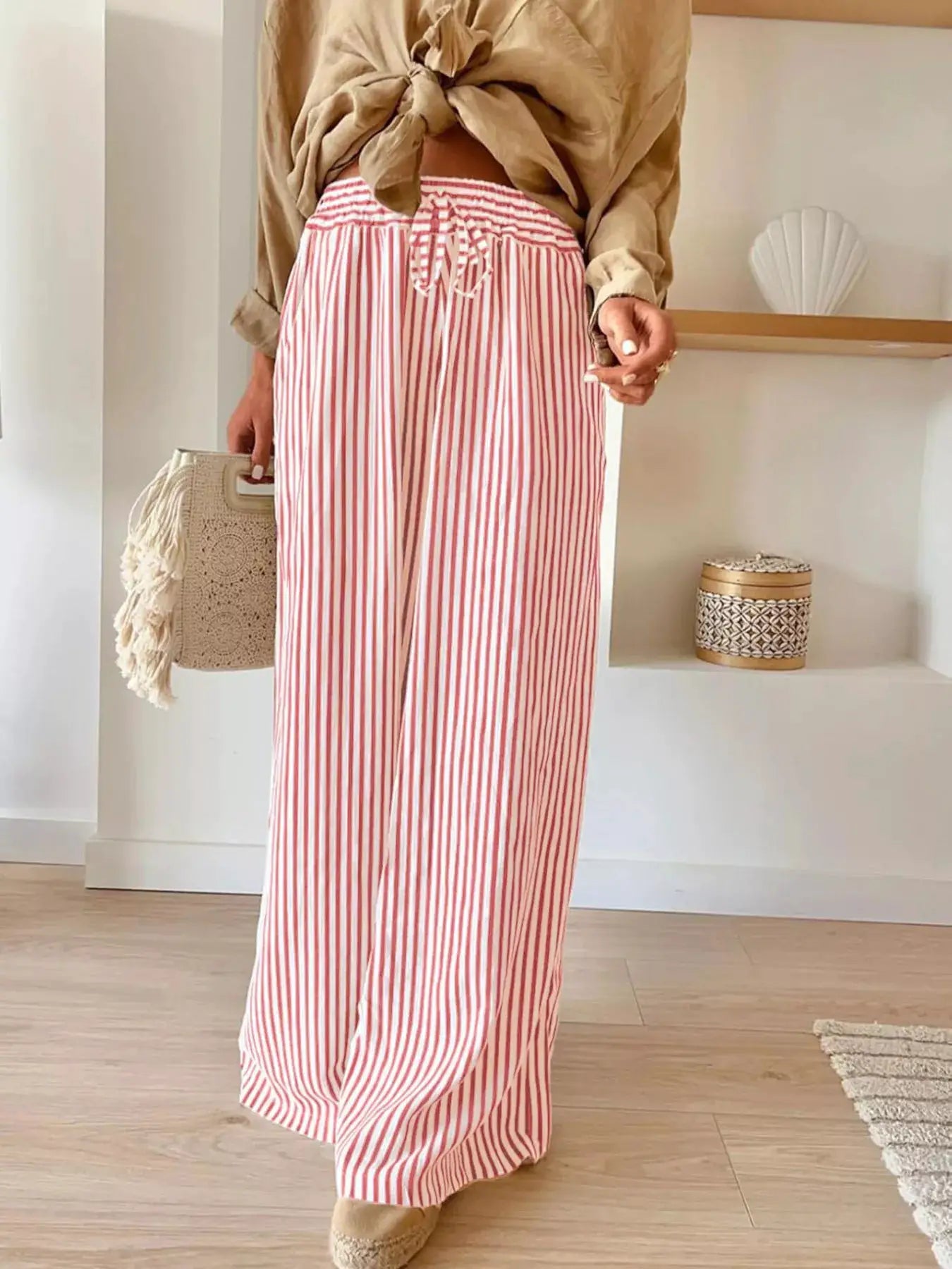 Striped Wide-Leg Pants by Trendsi