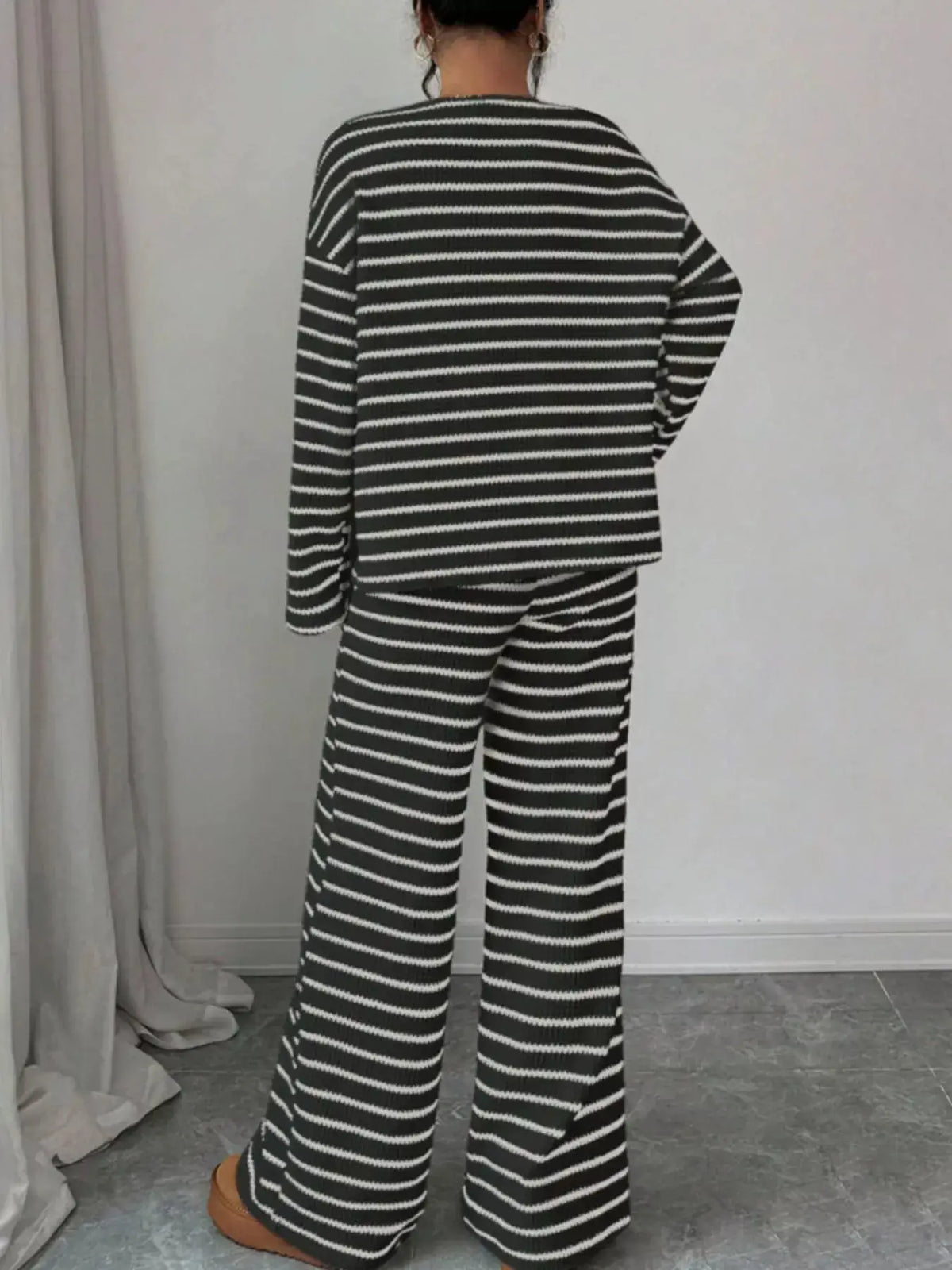 Striped Relaxed Fit Top and Pants Set by Trendsi