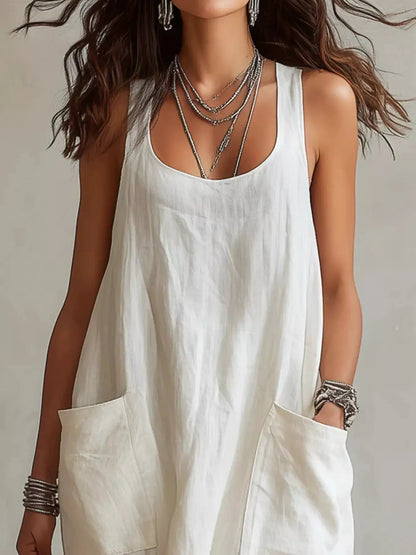 Scoop Neck Sleeveless Maxi Dress with Pockets by Trendsi