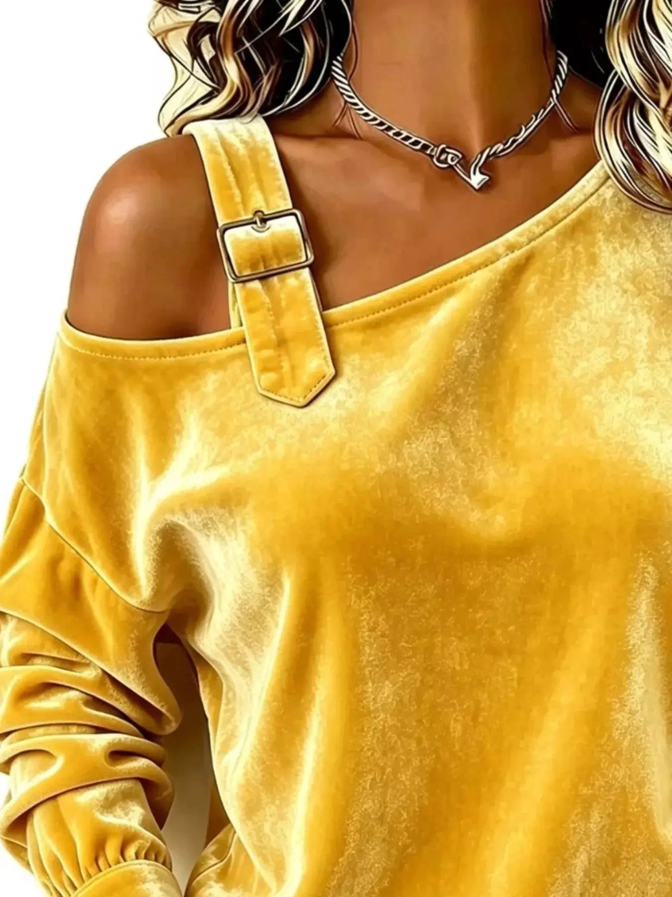 Full Size Asymmetrical Neck Long Sleeve Sweatshirt Plus Size by Trendsi