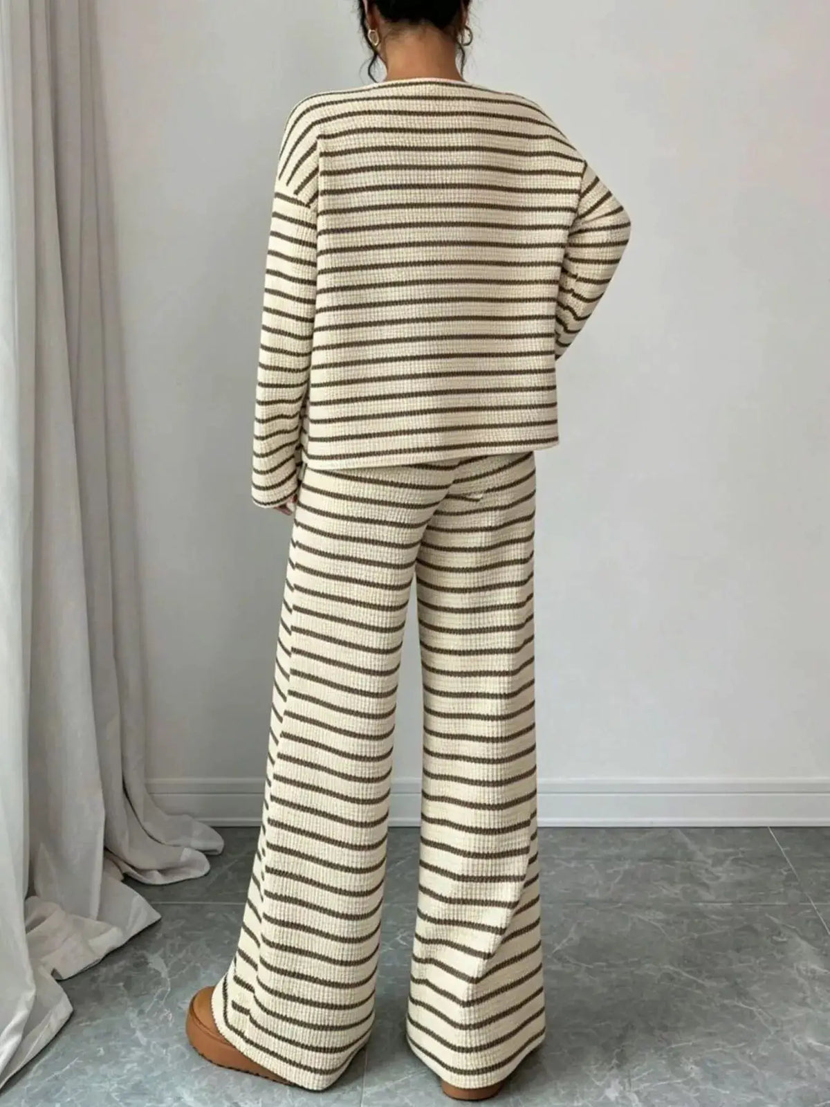 Striped Relaxed Fit Top and Pants Set by Trendsi