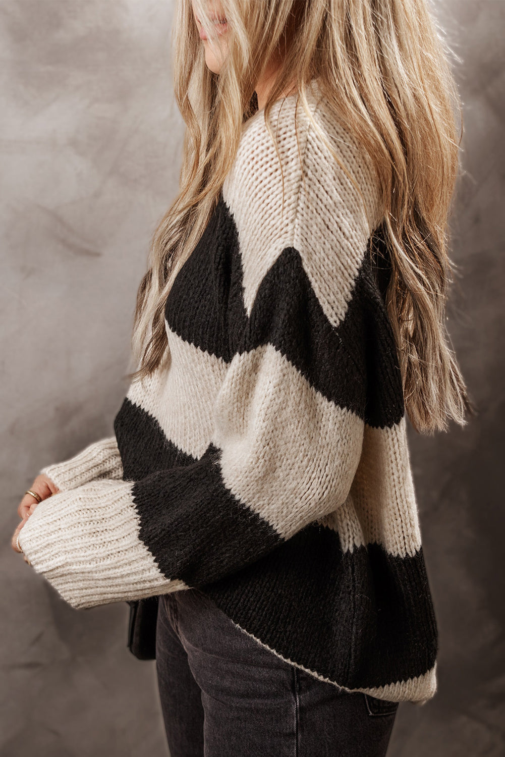 Simply Taupe Colorblock Loose Pullover Sweater