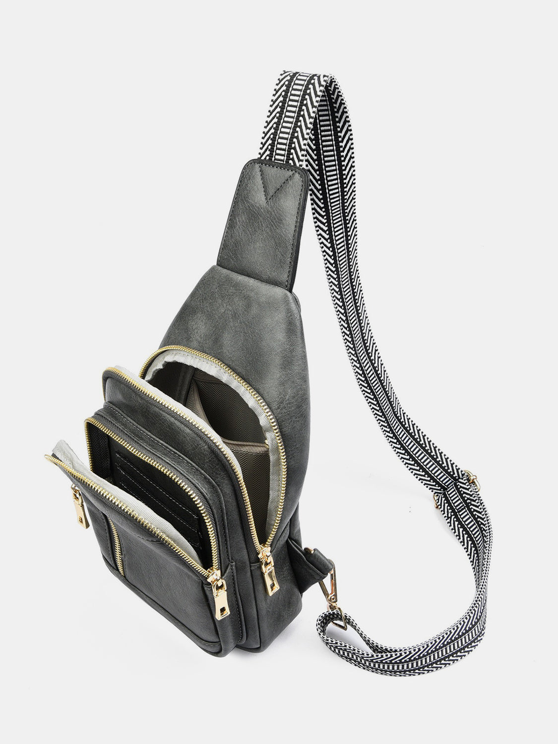 PU Leather Adjustable Strap Crossbody Bag