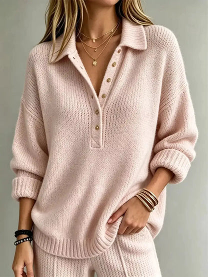 Full Size Button Detail Dropped Shoulder Sweater Plus Size by Trendsi