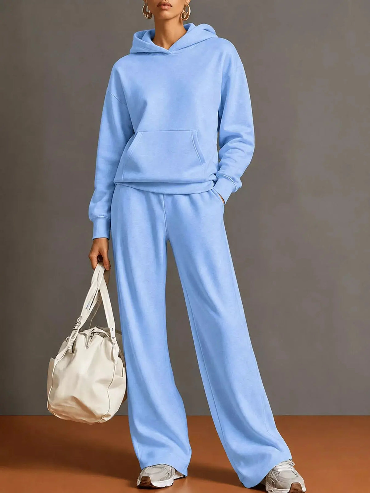 Kangaroo Pocket Hoodie and Pants Set by Trendsi