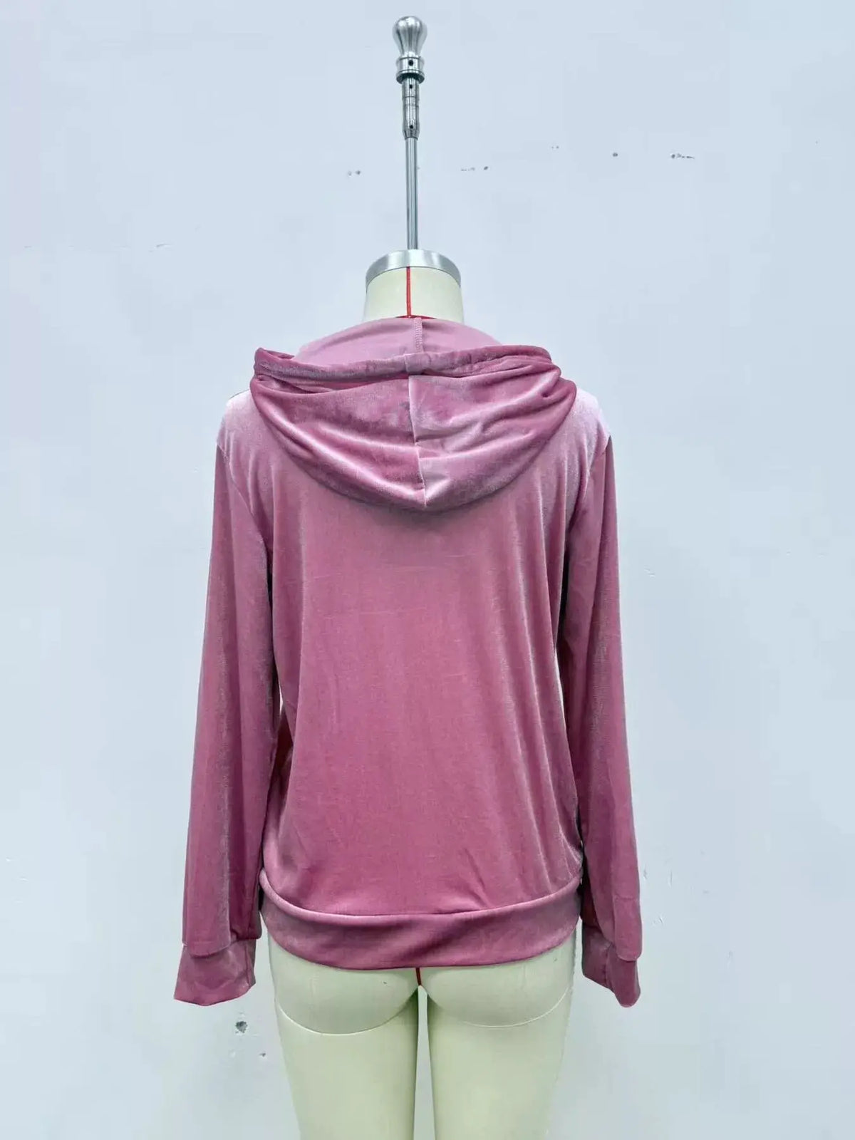 Full Size Velvet Kangaroo Pocket Hoodie Plus Size by Trendsi