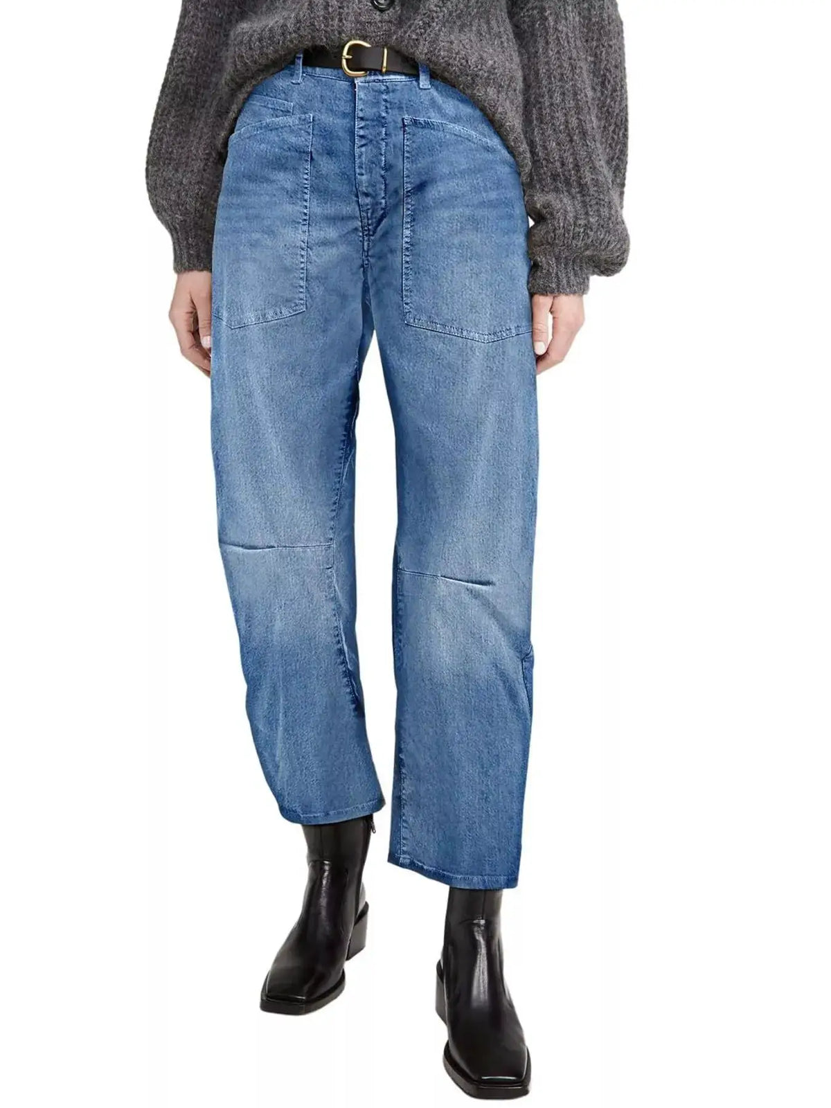 Wide-Leg Jeans with Patch Pockets by Trendsi