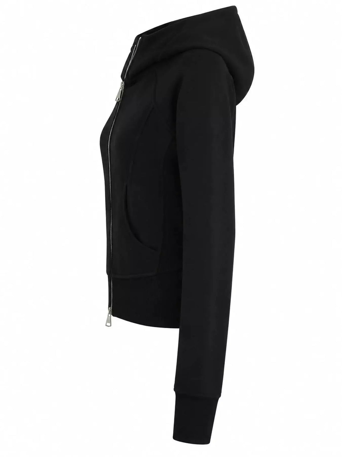 Slim-Fit Full-Zip Hoodie by Trendsi