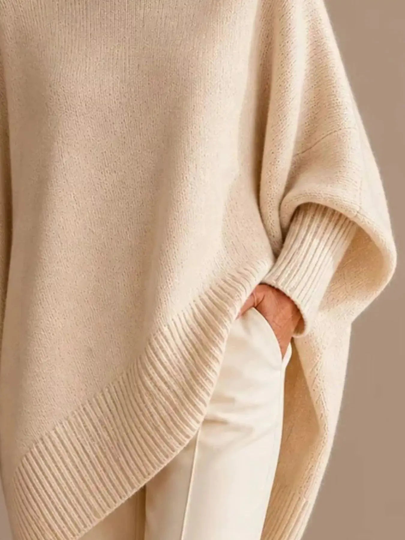 Oversized Batwing Sleeve Sweater by Trendsi