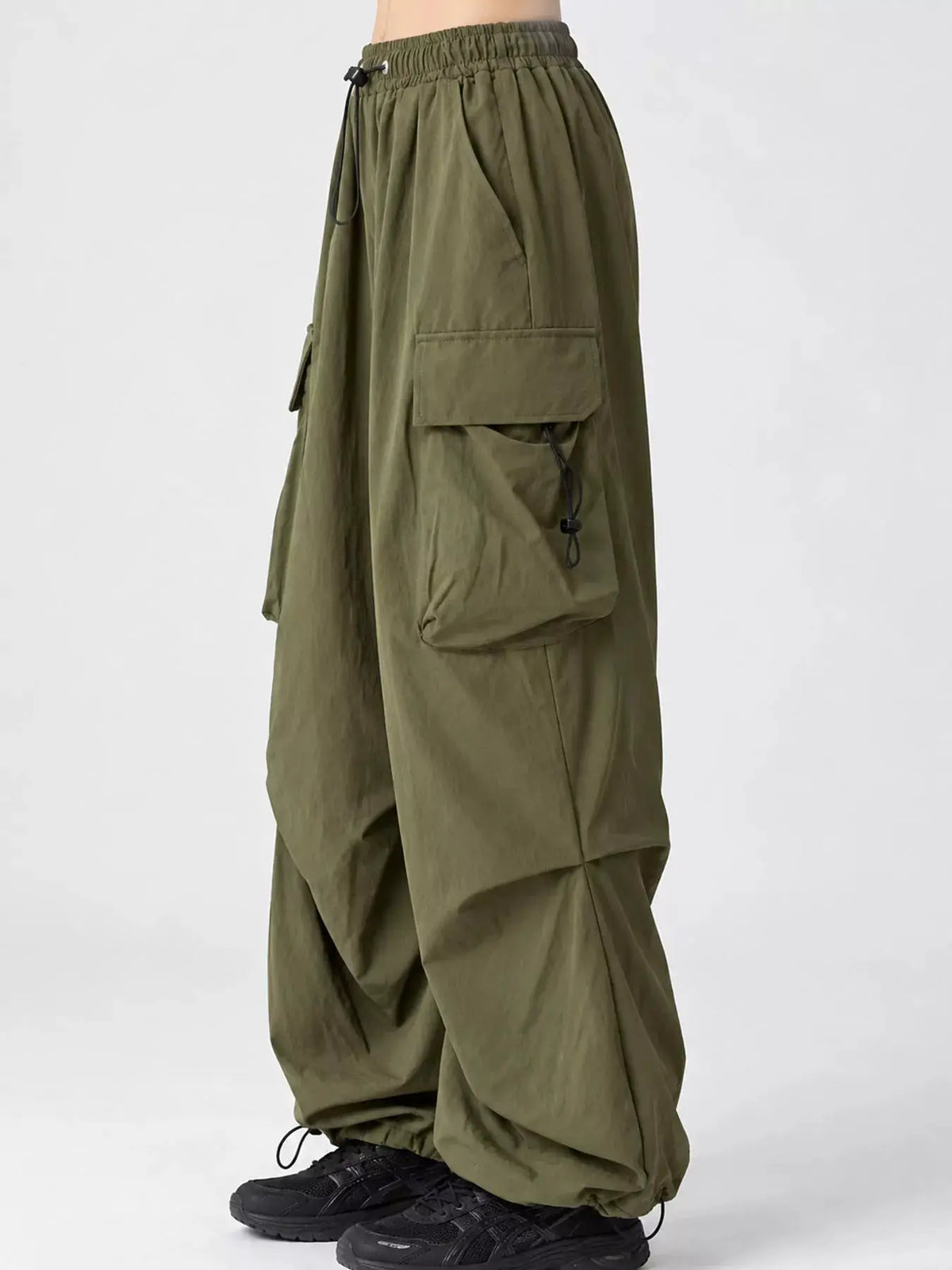 Full Size Drawstring Cargo Pants Plus Size by Trendsi