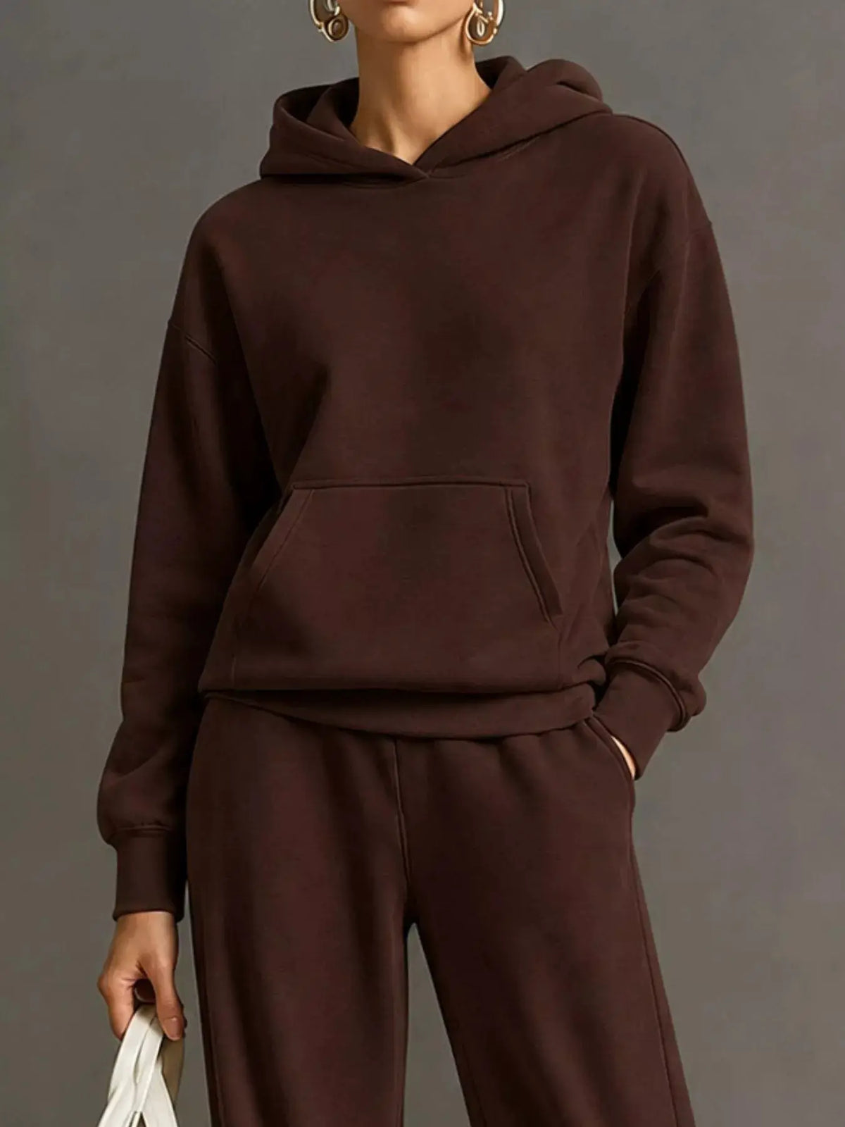 Kangaroo Pocket Hoodie and Pants Set by Trendsi