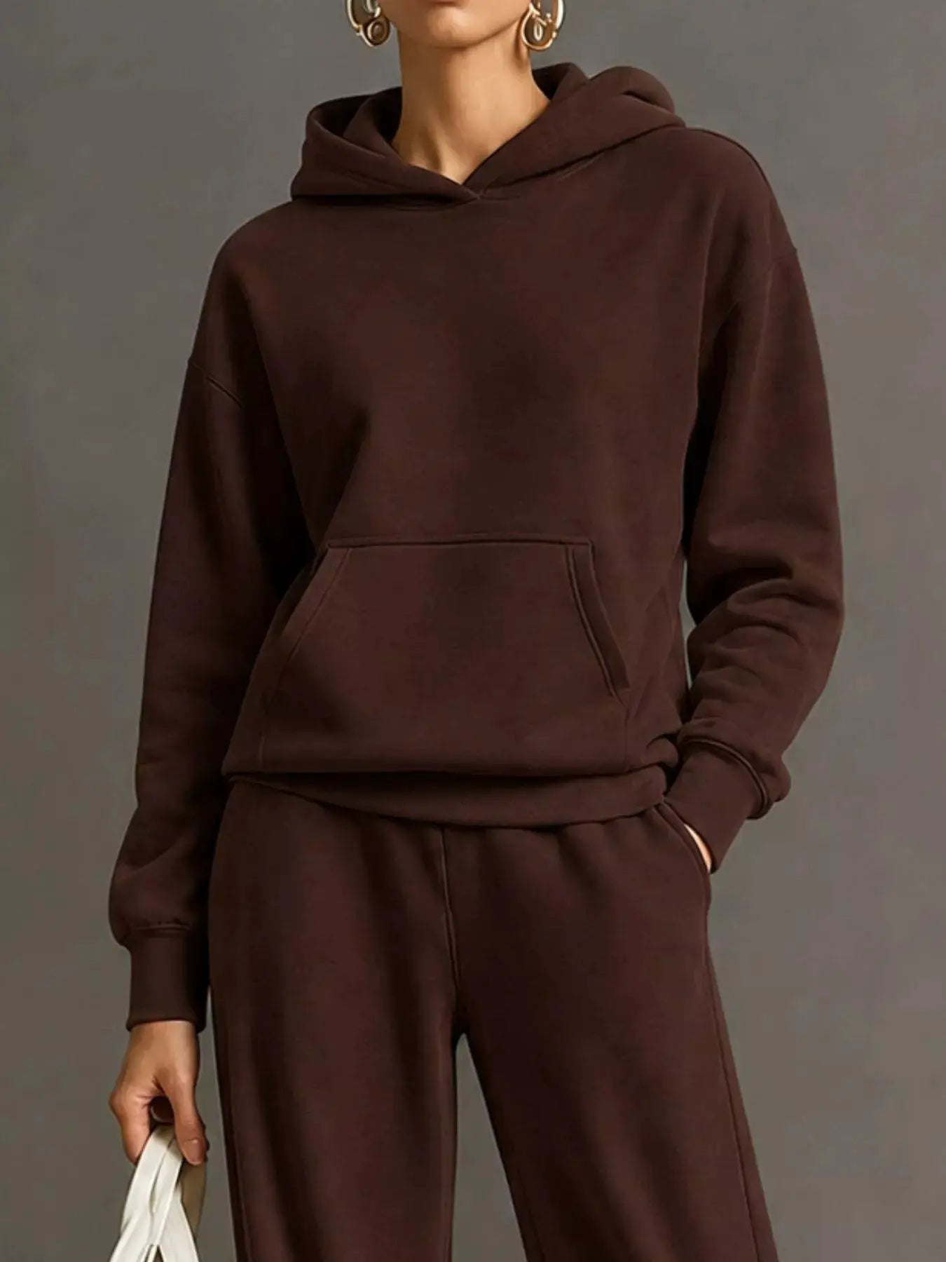 Kangaroo Pocket Hoodie and Pants Set by Trendsi