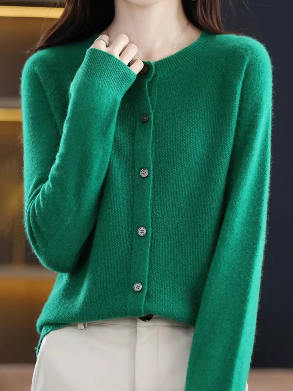Button-Down Long Sleeve Cardigan by Trendsi