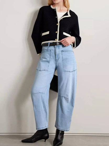 Wide-Leg Jeans with Patch Pockets by Trendsi
