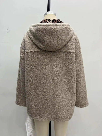 Fleece Zip Up Hooded Outerwear by Trendsi