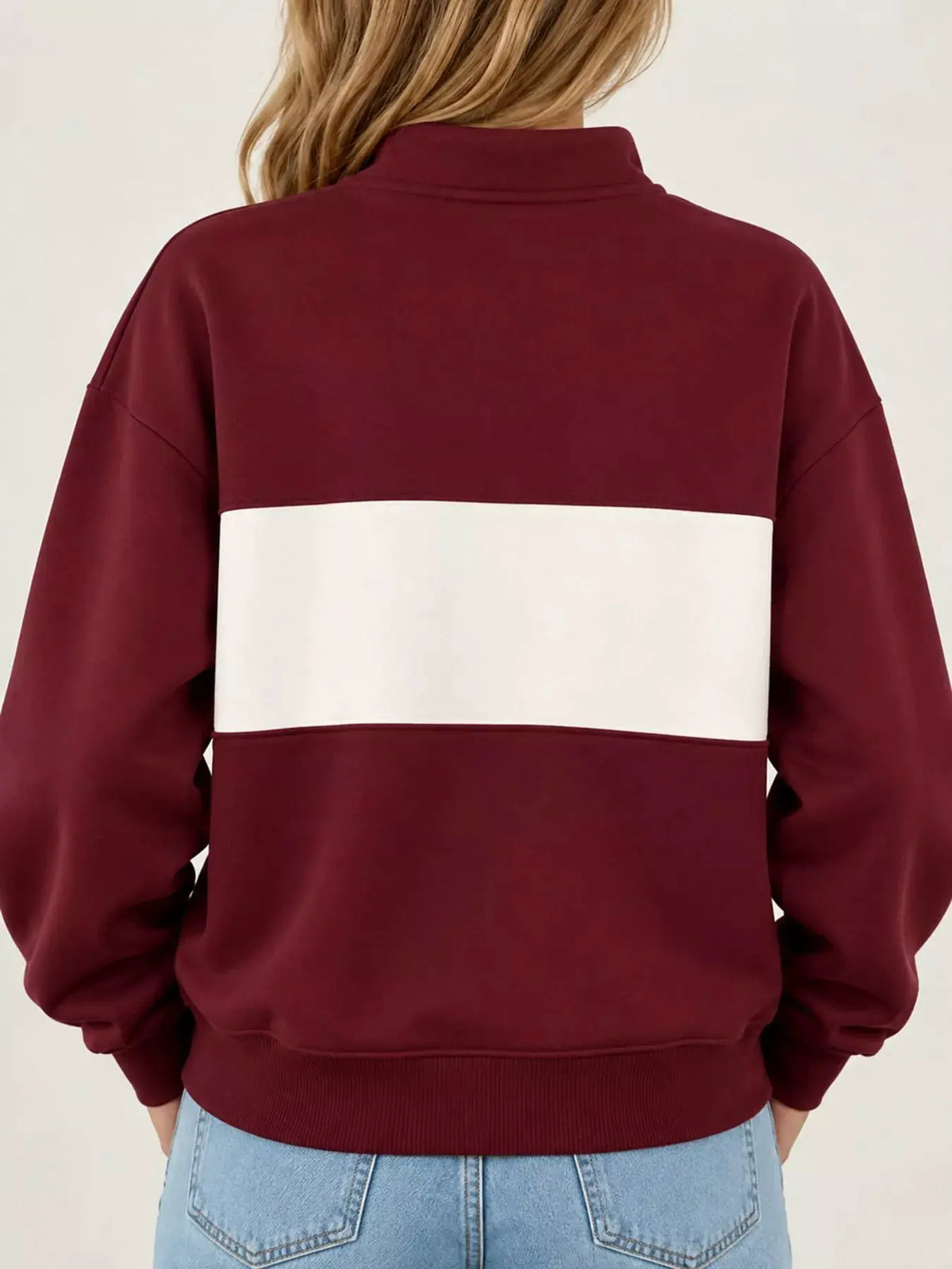 Full Size Color Block Snap-Button Sweatshirt Plus Size by Trendsi