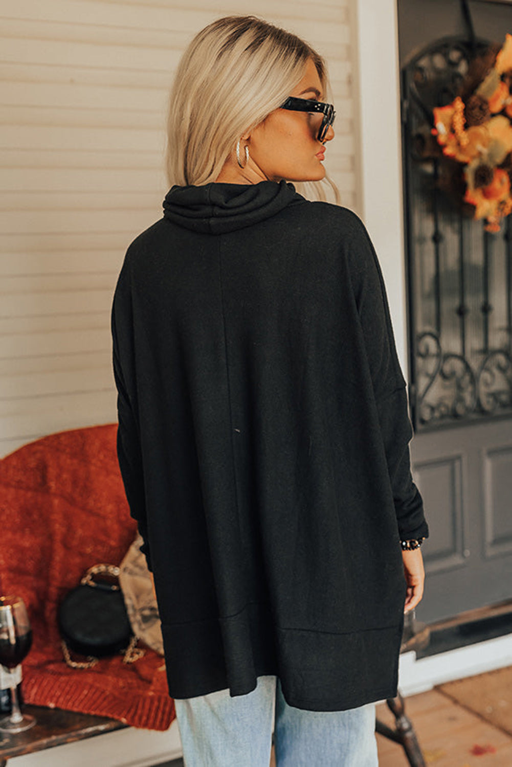 Gray Cowl Neck Shift Tunic Top