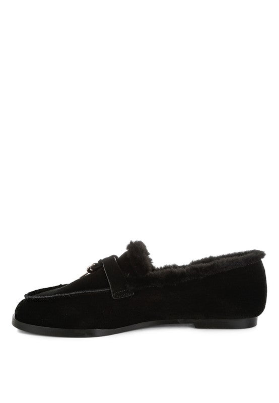 Ohrid Suede & Faux Fur Flat Loafers