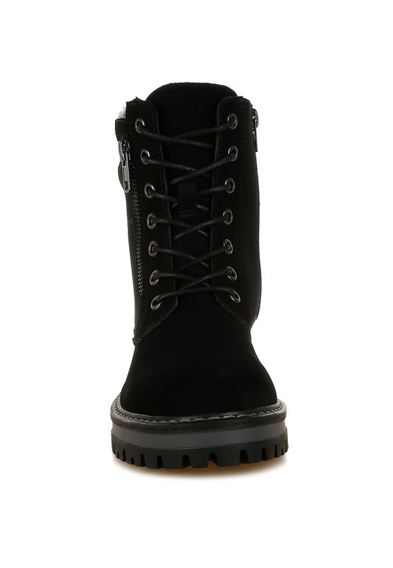 Mahisha Knitted Collar Zip-Up Hiker Boots