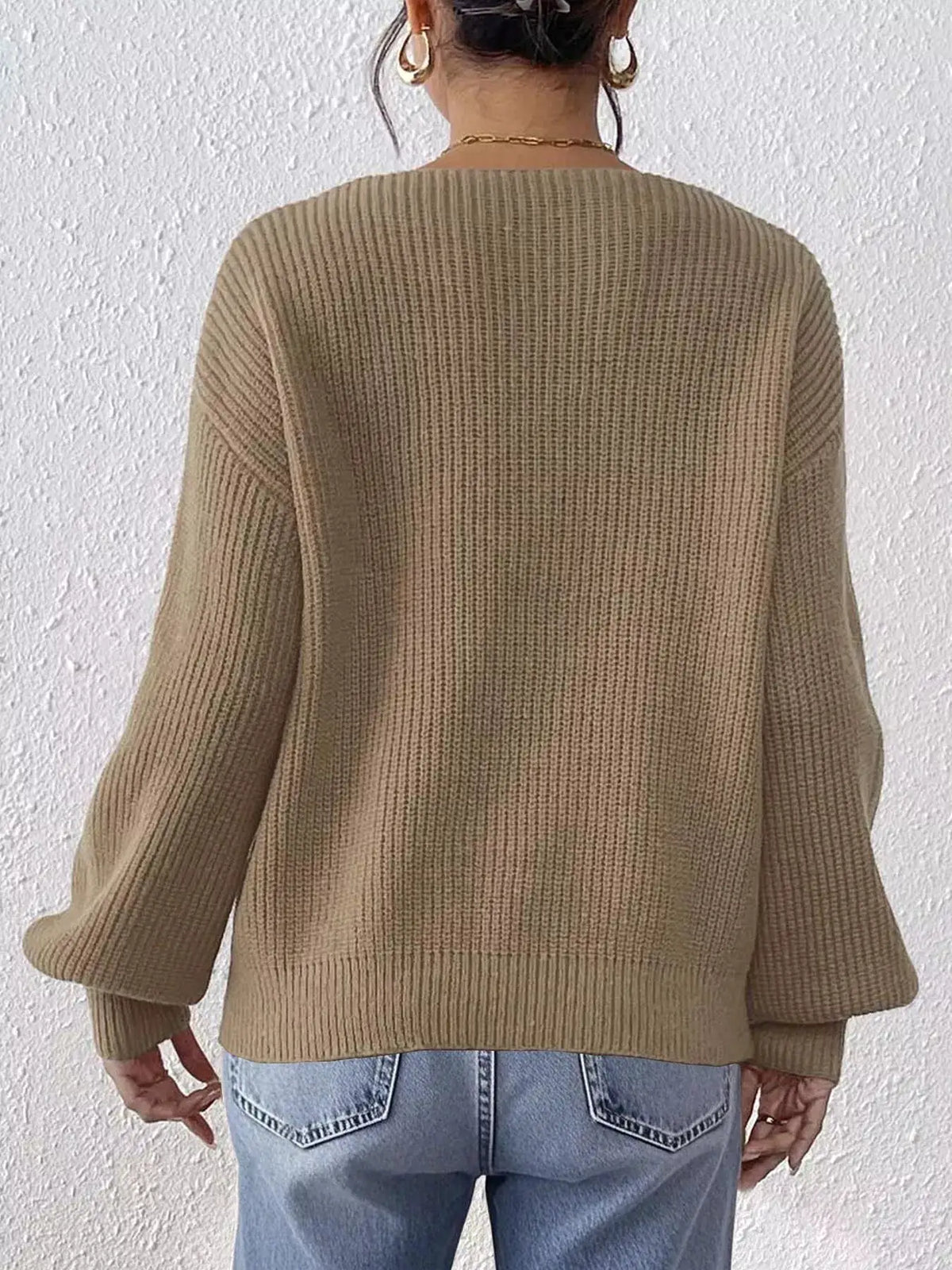 Lace Heart Dropped Shoulder Sweater by Trendsi