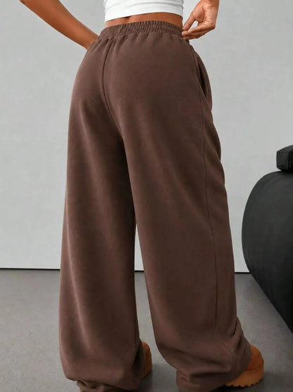 Elastic Waist Wide-Leg Sweatpants by Trendsi