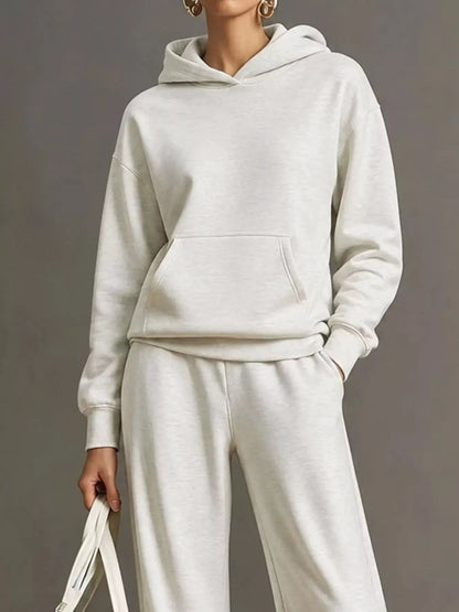 Kangaroo Pocket Hoodie and Pants Set by Trendsi
