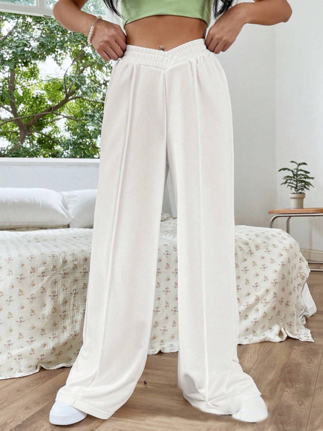 Elastic Waist Wide Leg Pants - Bitsy Gypsy Boutique