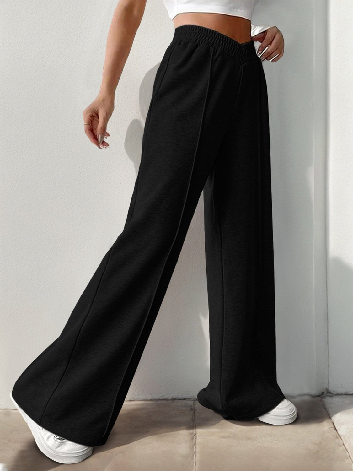 Elastic Waist Wide Leg Pants - Bitsy Gypsy Boutique