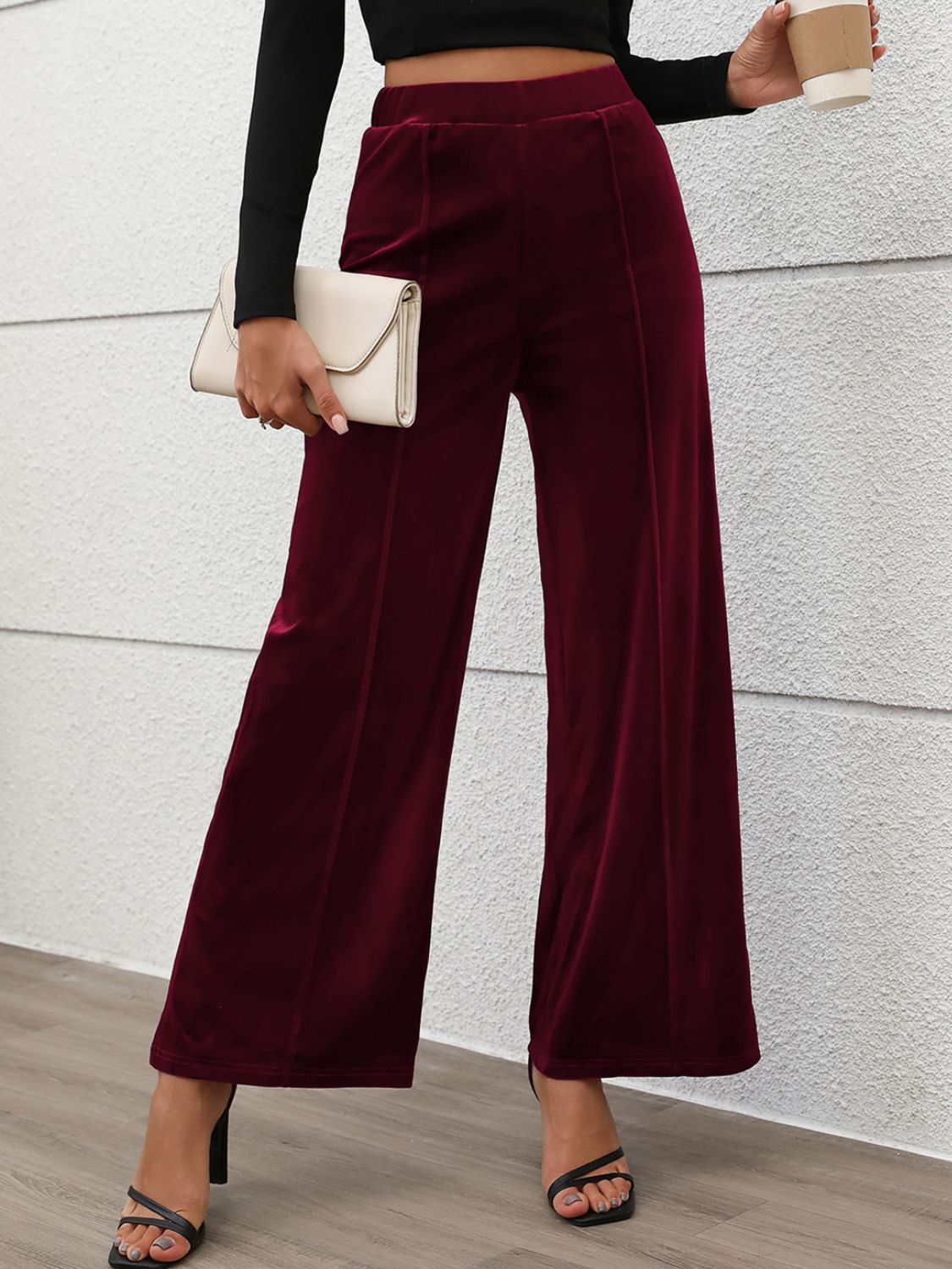 Elastic Waist Wide Leg Pants - Bitsy Gypsy Boutique