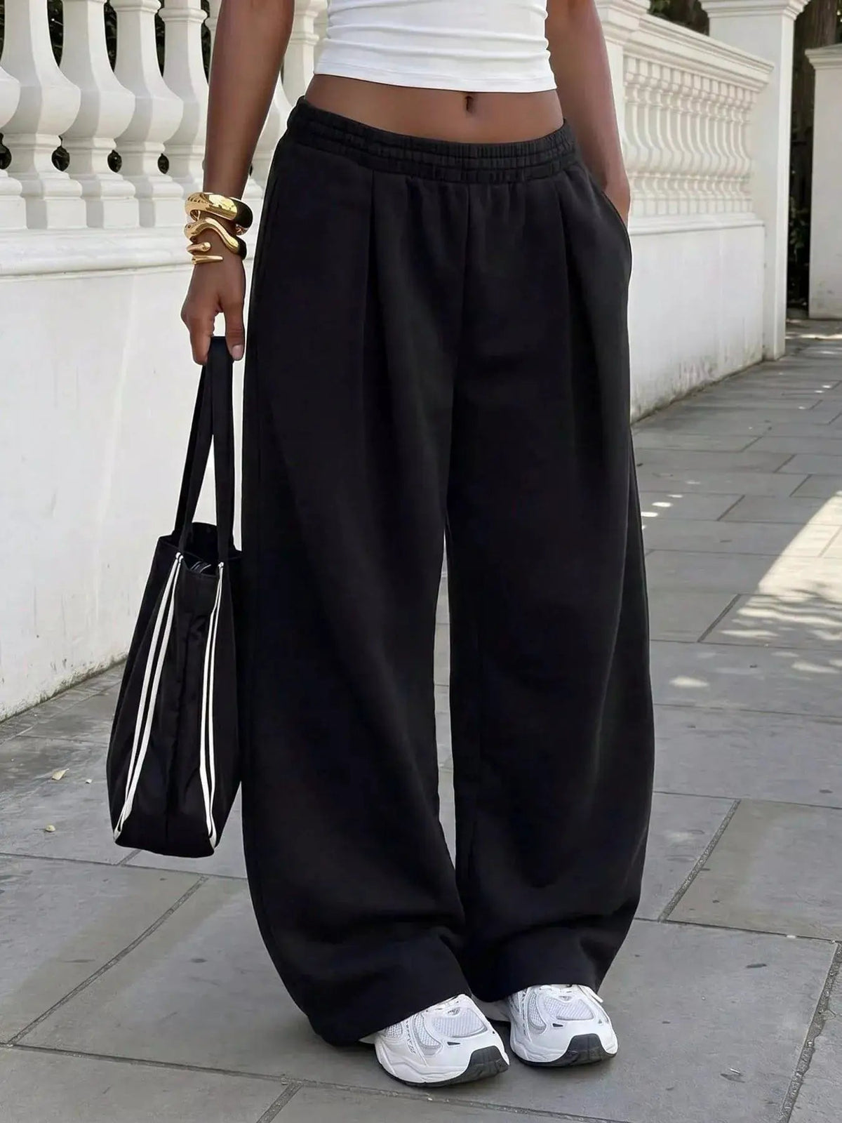 Elastic Waist Wide-Leg Sweatpants - Bitsy Gypsy Boutique