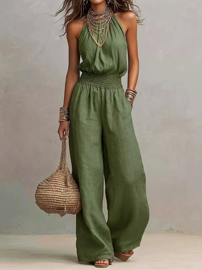 Elegant Halter Neck Wide-Leg Jumpsuit by Trendsi