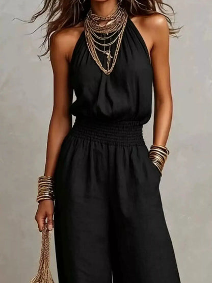 Elegant Halter Neck Wide-Leg Jumpsuit by Trendsi