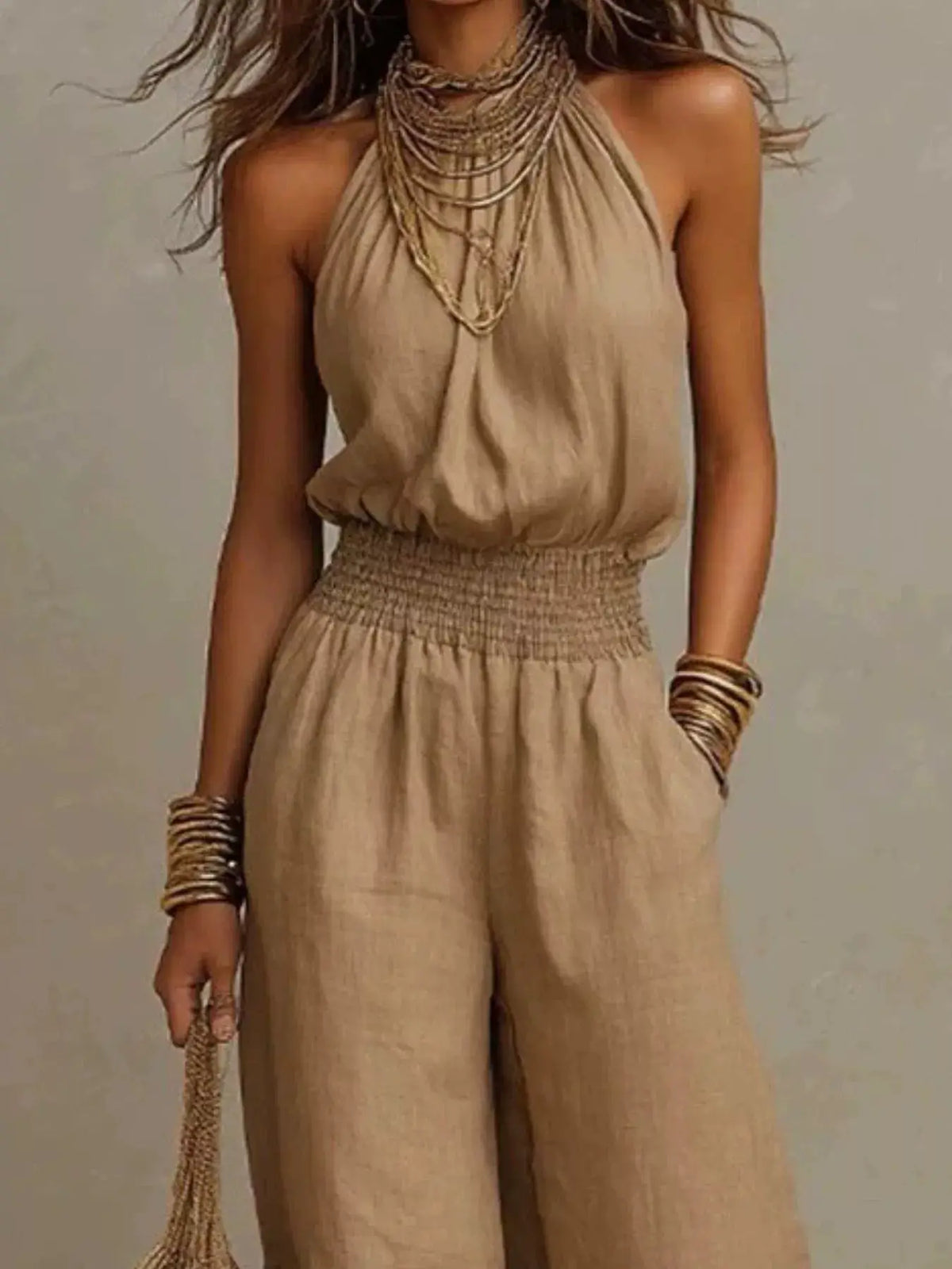 Elegant Halter Neck Wide-Leg Jumpsuit by Trendsi