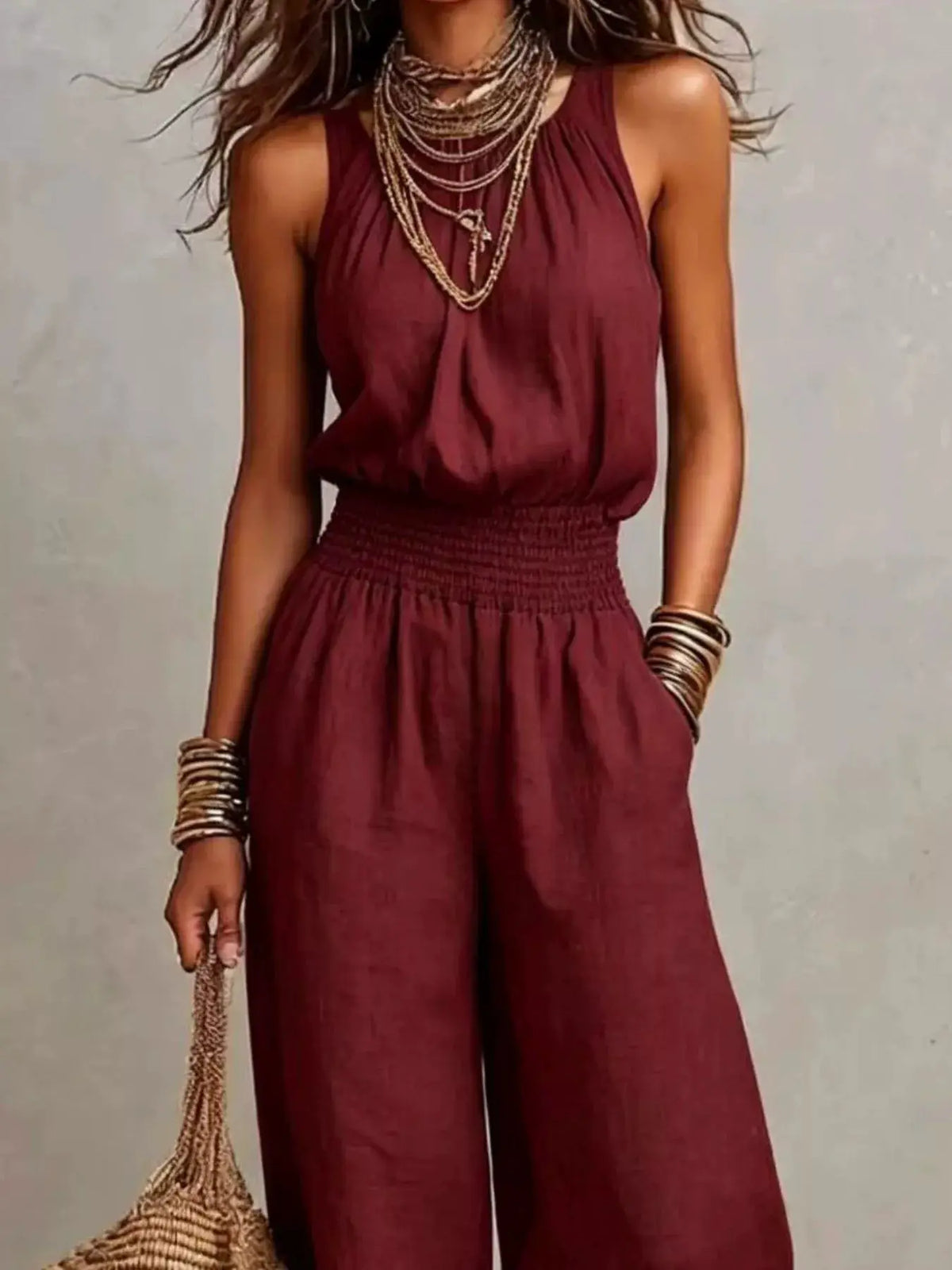 Elegant Halter Neck Wide-Leg Jumpsuit by Trendsi
