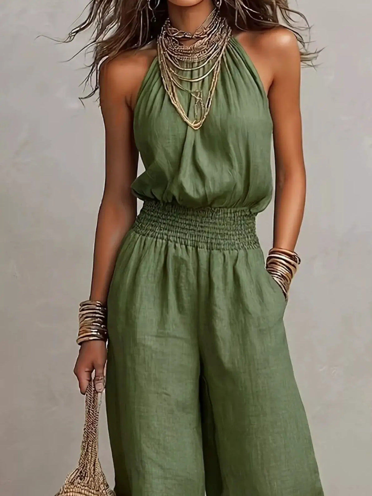 Elegant Halter Neck Wide-Leg Jumpsuit by Trendsi