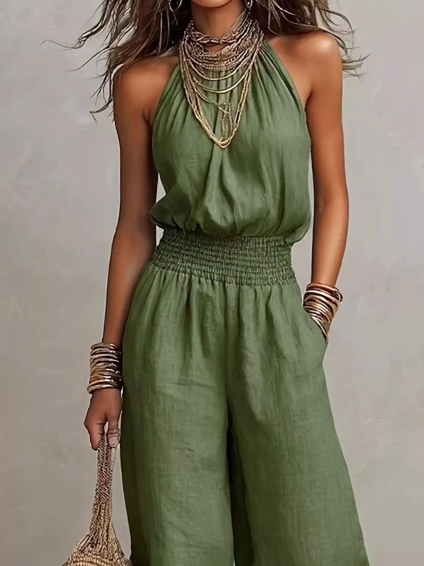 Elegant Halter Neck Wide-Leg Jumpsuit by Trendsi