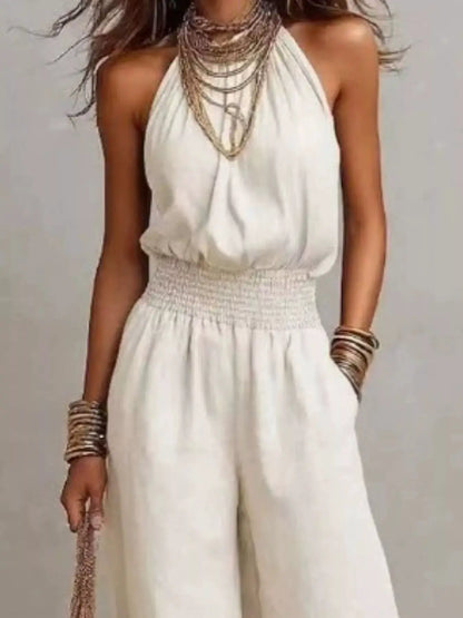 Elegant Halter Neck Wide-Leg Jumpsuit by Trendsi