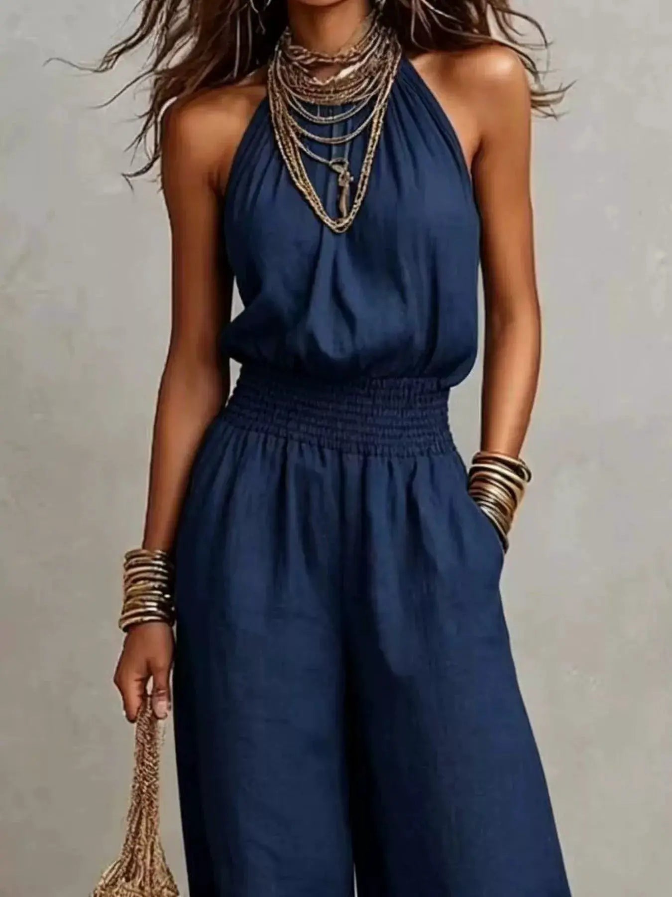 Elegant Halter Neck Wide-Leg Jumpsuit by Trendsi
