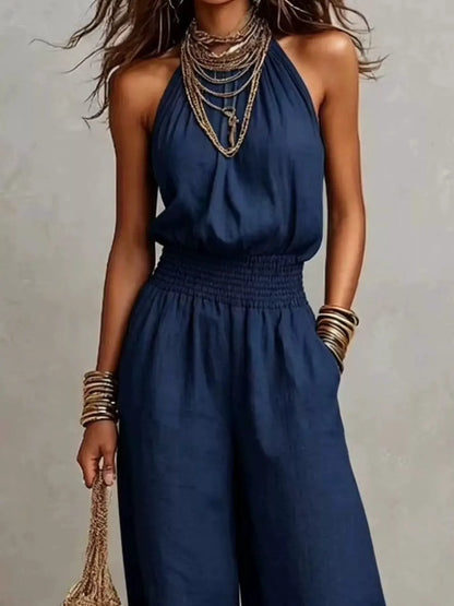 Elegant Halter Neck Wide-Leg Jumpsuit by Trendsi
