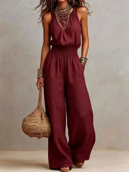 Elegant Halter Neck Wide-Leg Jumpsuit by Trendsi
