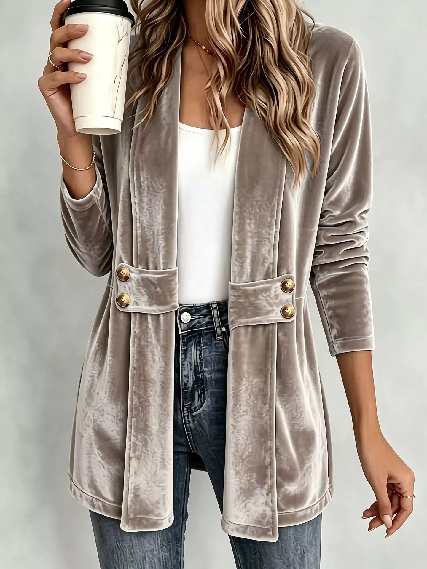 Elegant Velvet Open-Front Outerwear - Bitsy Gypsy Boutique