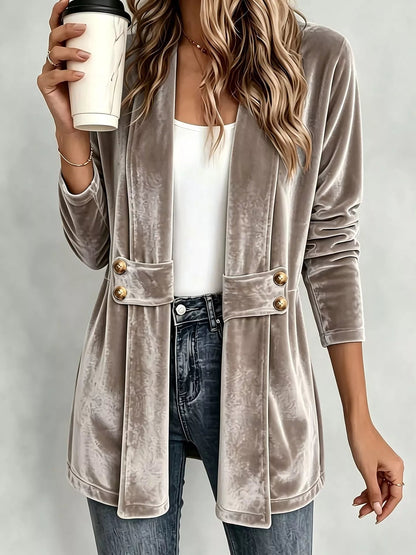Elegant Velvet Open-Front Outerwear - Bitsy Gypsy Boutique