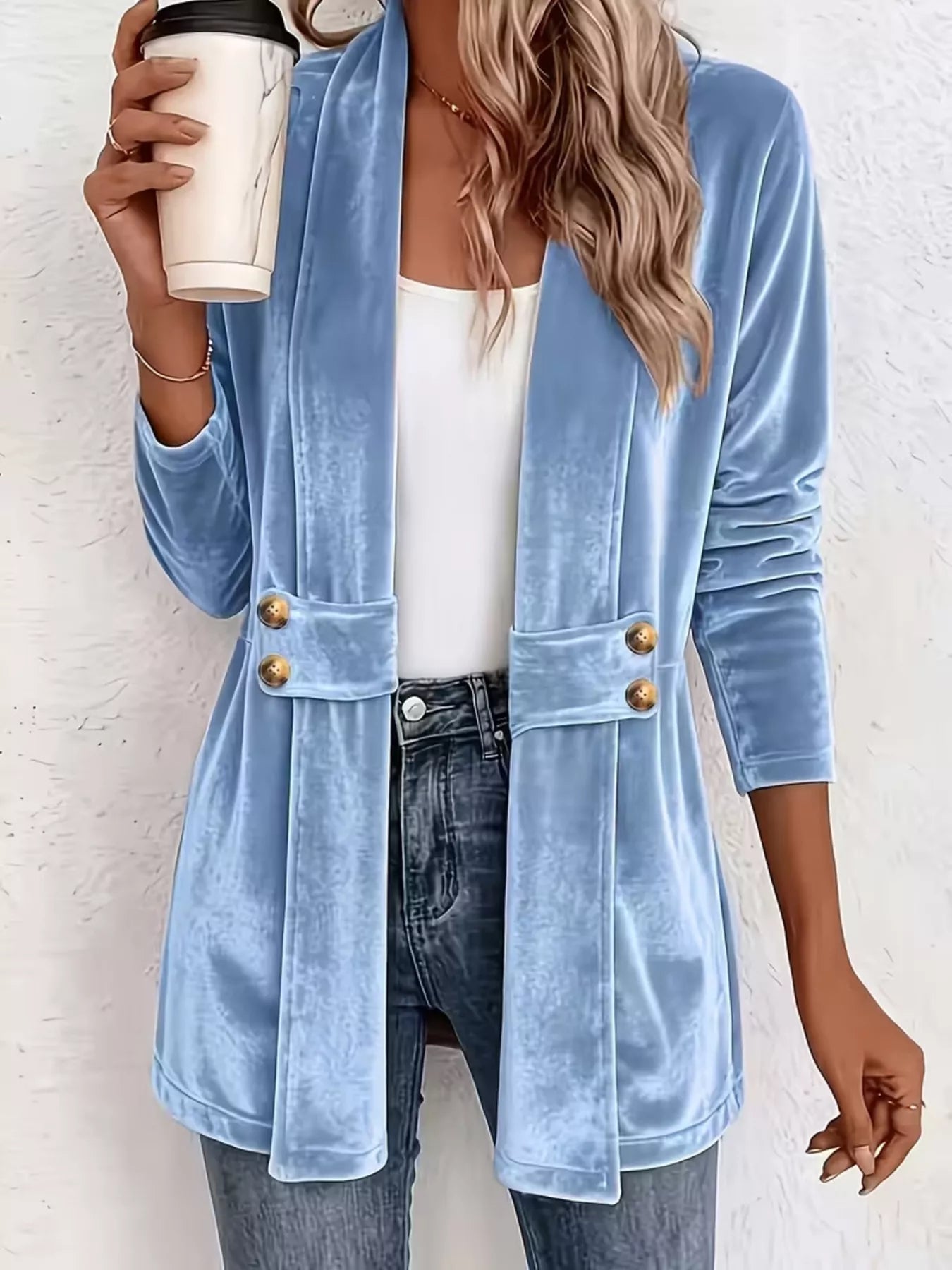 Elegant Velvet Open-Front Outerwear - Bitsy Gypsy Boutique