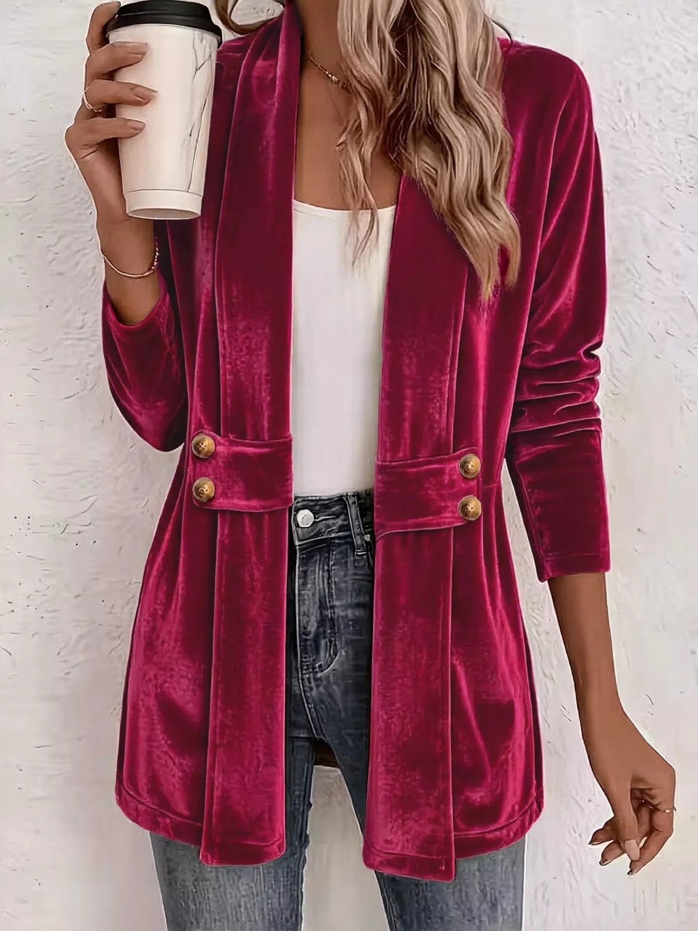 Elegant Velvet Open-Front Outerwear - Bitsy Gypsy Boutique