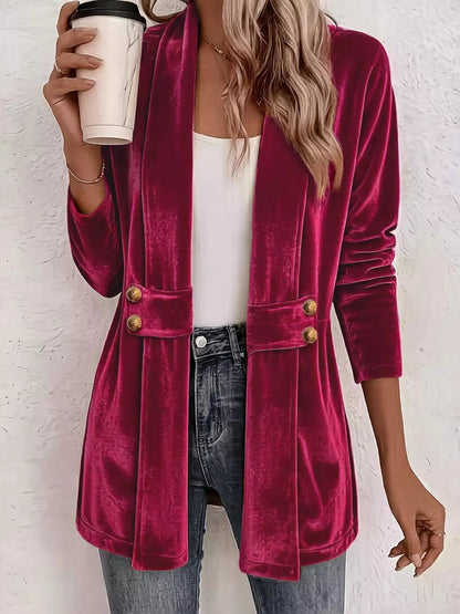 Elegant Velvet Open-Front Outerwear - Bitsy Gypsy Boutique