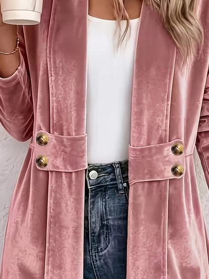 Elegant Velvet Open-Front Outerwear - Bitsy Gypsy Boutique