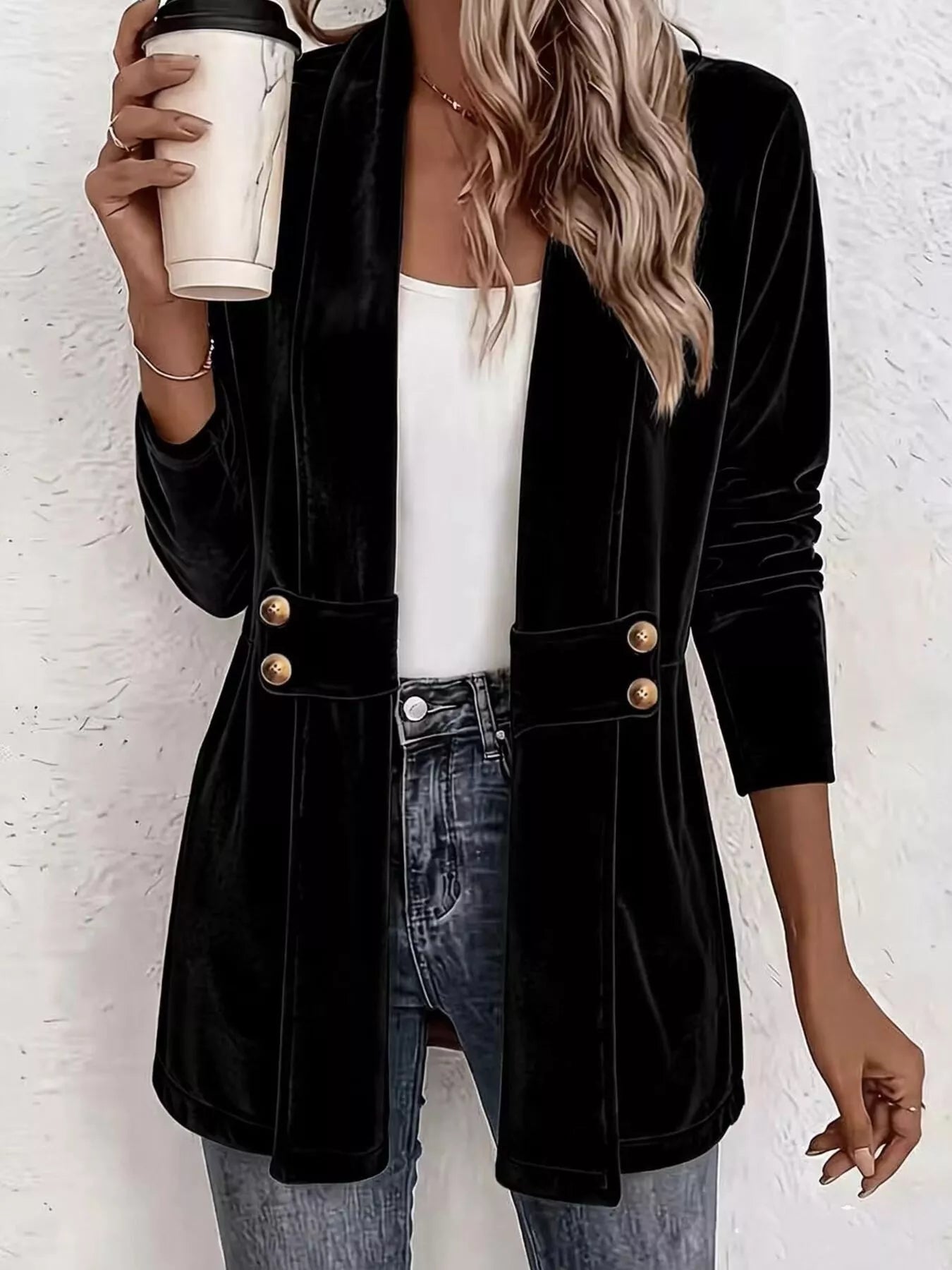 Elegant Velvet Open-Front Outerwear - Bitsy Gypsy Boutique