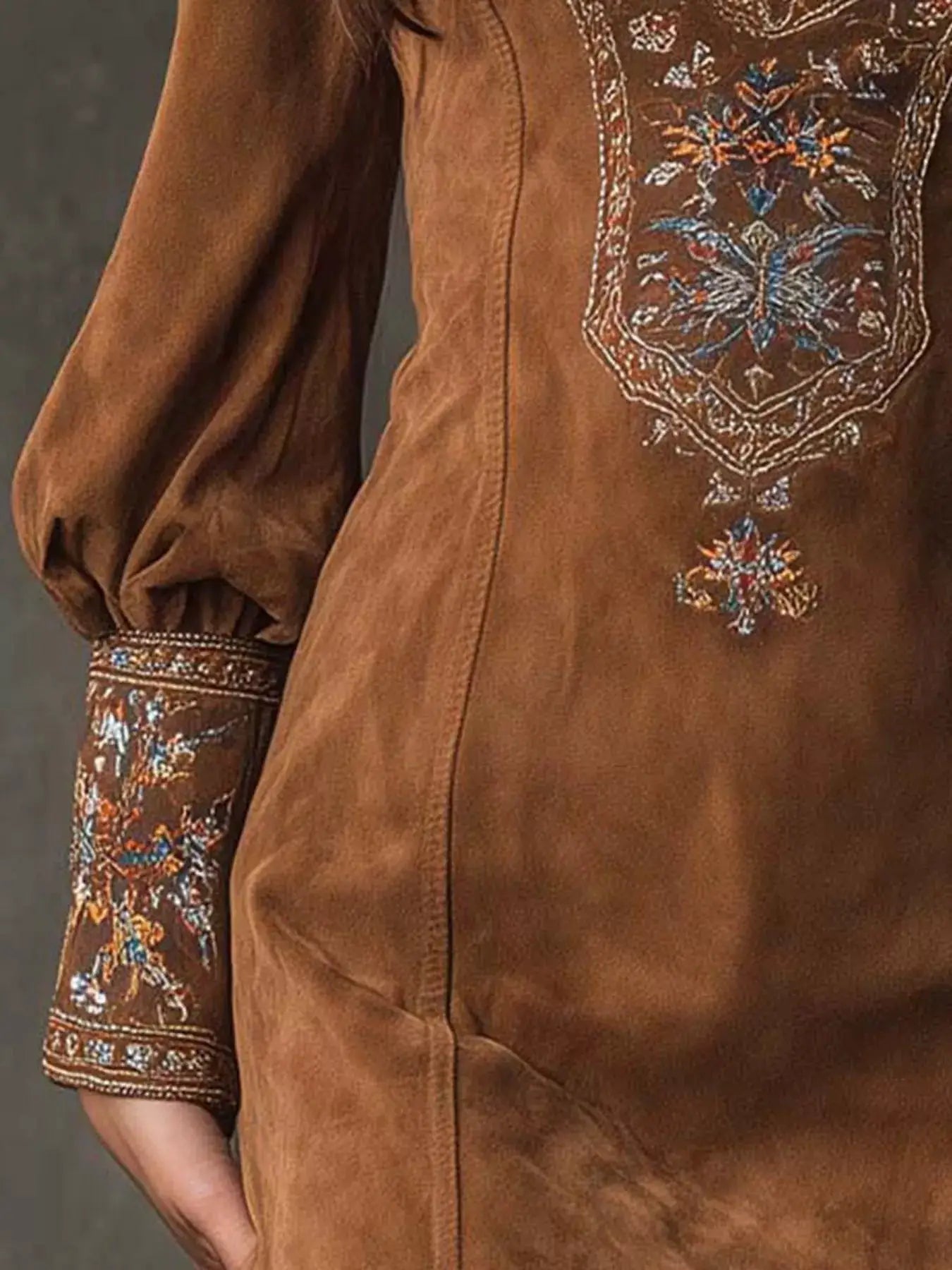 Embroidered Lantern Sleeve Mini Dress - Bitsy Gypsy Boutique