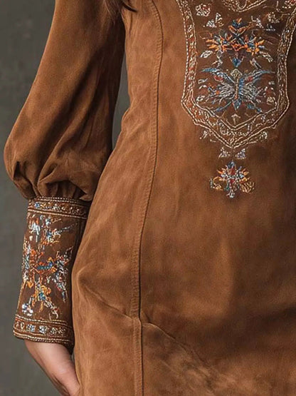 Embroidered Lantern Sleeve Mini Dress - Bitsy Gypsy Boutique